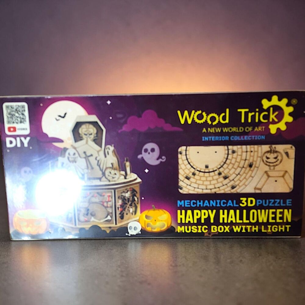 Wood Trick WDTK067 Happy Halloween 3D Wooden Puzzle Music Box Light NEW